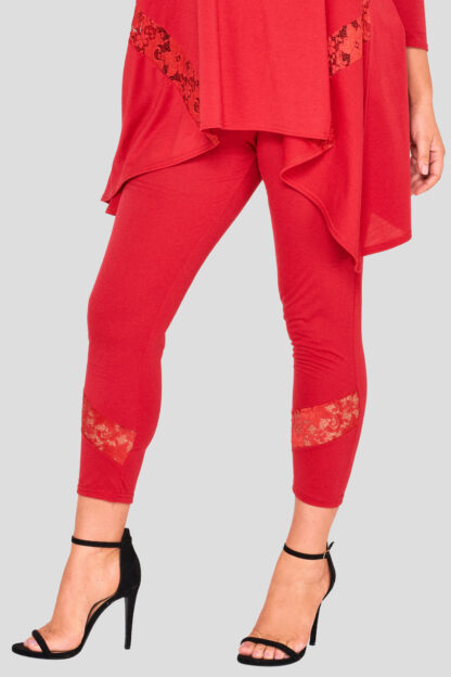 Fashionbook Wholesale Plus Size Lace Legging Red