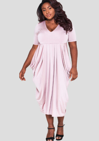 fashionbook wholesale plus size drape dress pink