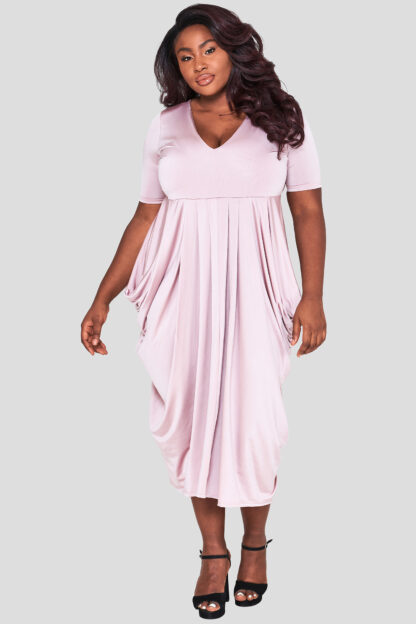 fashionbook wholesale plus size drape dress pink