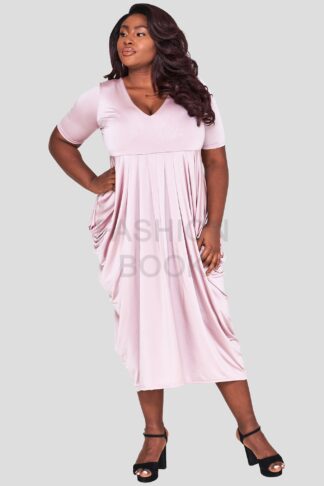 fashionbook wholesale plus size drape dress pink