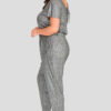 Metallic Foil Crinkle Stretch Jersey Jumpsuit Wholesale Clothing