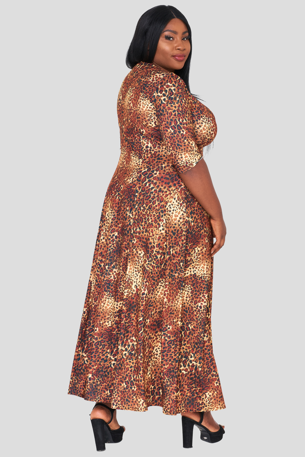 Leopard print maxi dress plus size clothing - Fashion Book