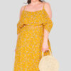 Daisy Print Frill Plus Size Wholesale Maxi Dress