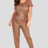 Metallic Foil Crinkle Stretch Jersey Jumpsuit Wholesale Clothing