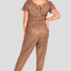 Metallic Foil Crinkle Stretch Jersey Jumpsuit Wholesale Clothing