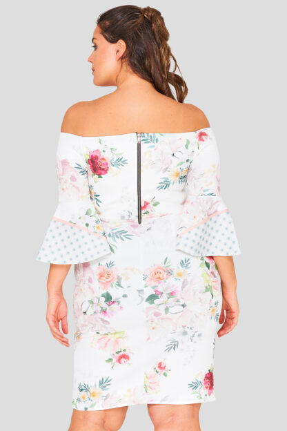 Floral Flare Sleeve Plus Size Wholesale Dress