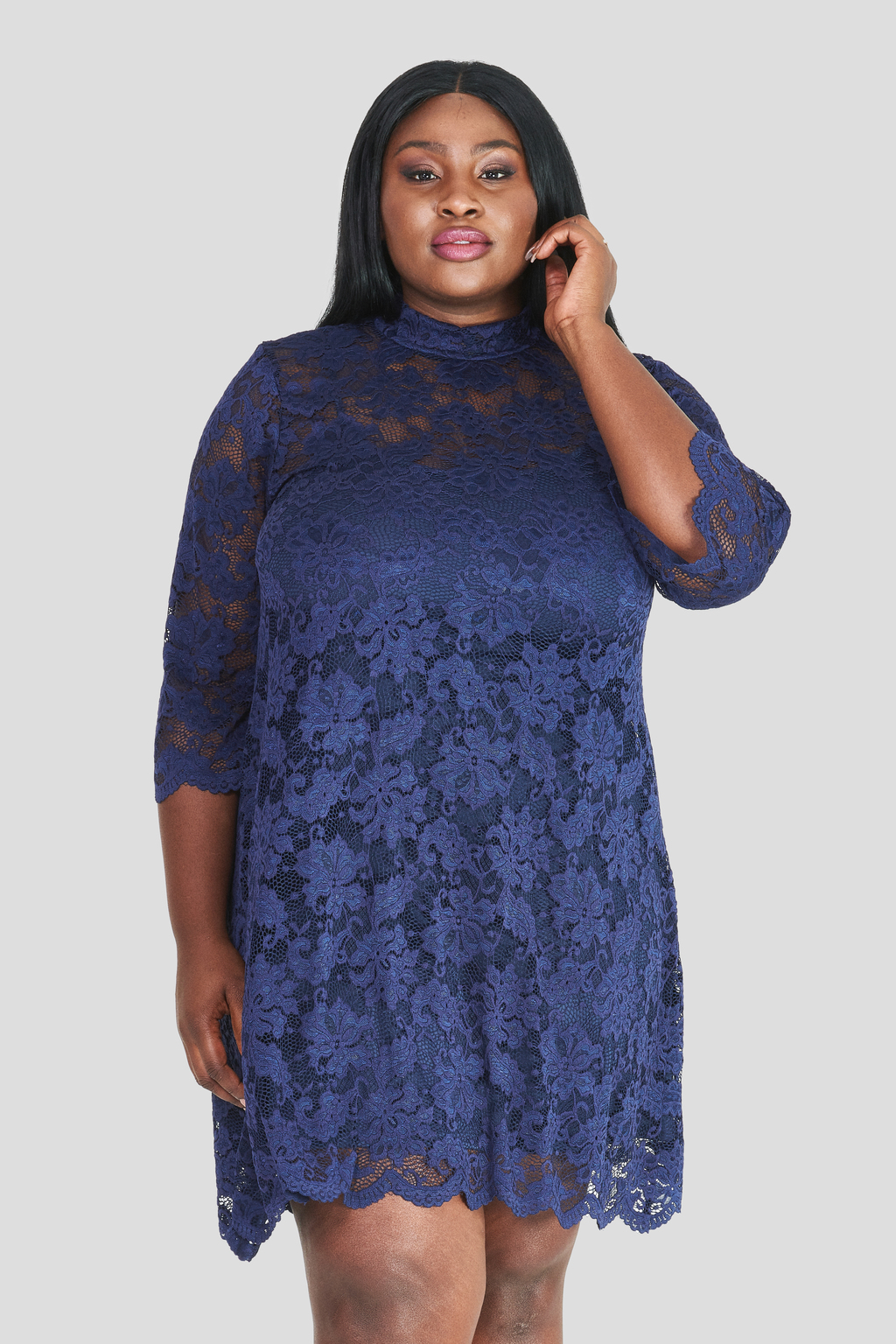 Lace high neck plus size clothing - Fashion Book