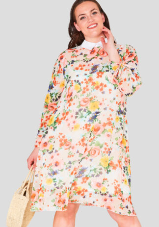 Swing Chiffon Print Collar Plus Size Wholesale Dress