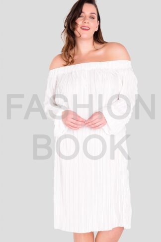 Off The Shoulder Plus Size Pleat Dress Wholesale