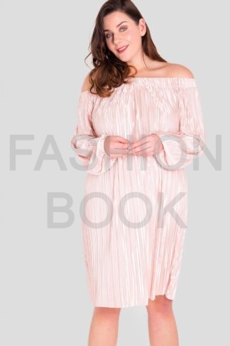 Off The Shoulder Plus Size Pleat Dress Wholesale
