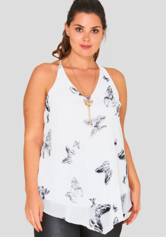 V Neck Plus Size Butterfly Print Cami Top Wholesale