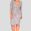 Wrap Front Foil Evening Dress