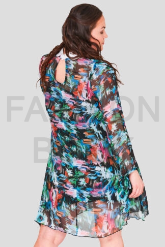 Wholesale Plus Size Swing Chiffon Collar Dress